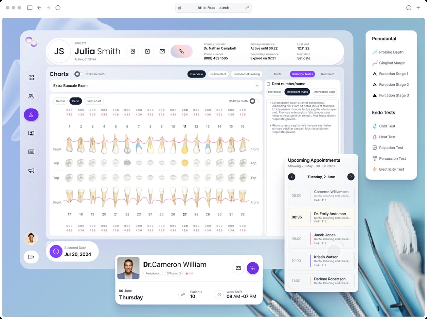dental application dashboard